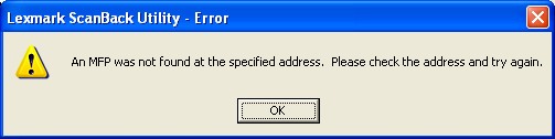 An MFP Was Not Found at the Specified Address' Error with